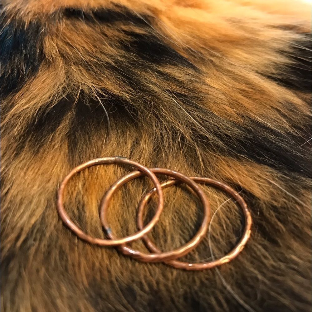 Dainty Copper Stacking Rings (3) solid copper, Handmade - Picture 4 of 5